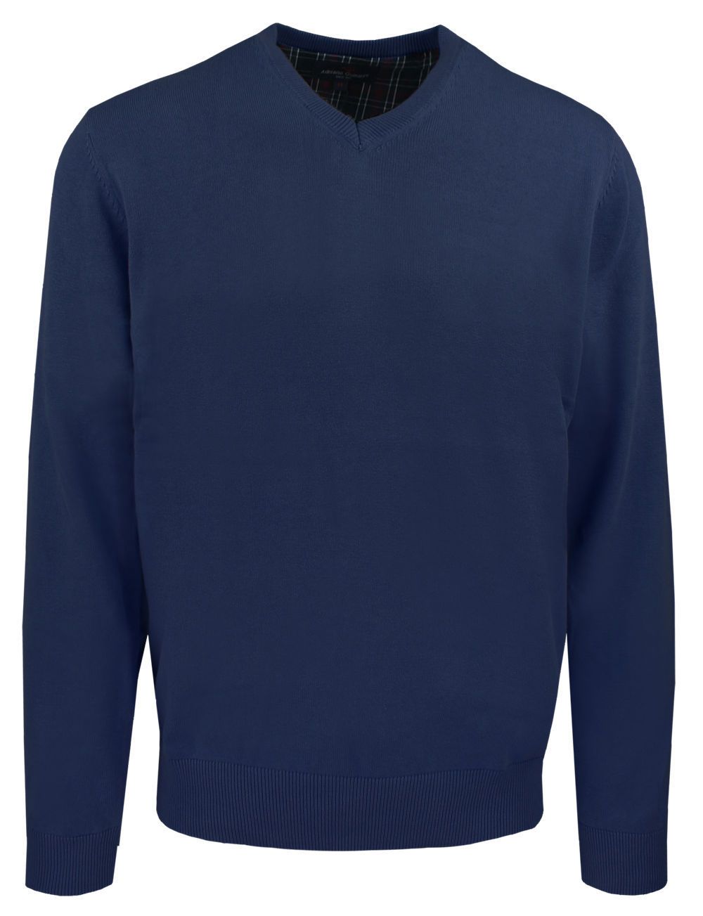 Męski, Bawełniany Sweter w Serek (V-neck) - Adriano Guinari - Granat