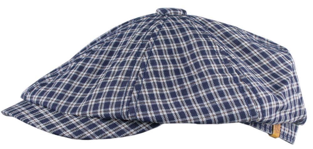 Wiosenno-Letni, Lekki Kaszkiet Męski - Alties - Granatowy, Kratka