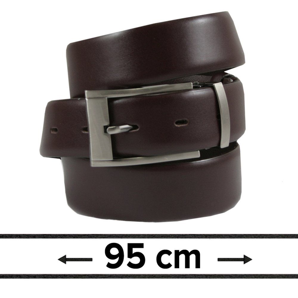 Pasek do Spodni Męski, Ciemny Brązowy 95cm, Skórzany, Elegancki, Możliwość Skrócenia -ZET