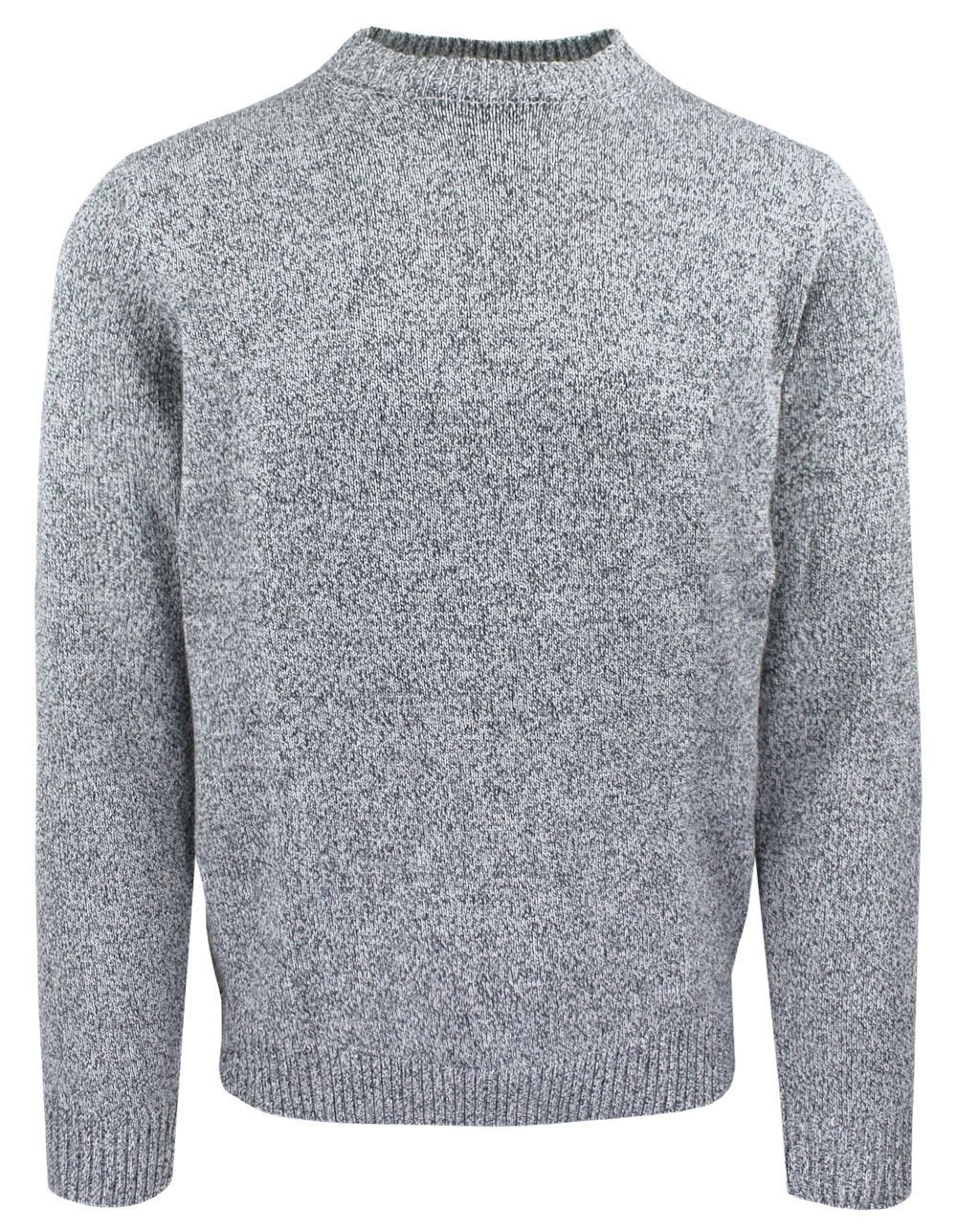 Bawełniany Sweter z Okrągłym Dekoltem - Adriano Guinari - Popielaty Melanż