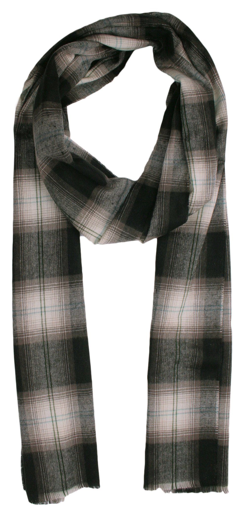 Szalik Czarno-Szary w Kratkę, Miękki, Firmy V.Fraas -Cashmink- Elegancki, Męski