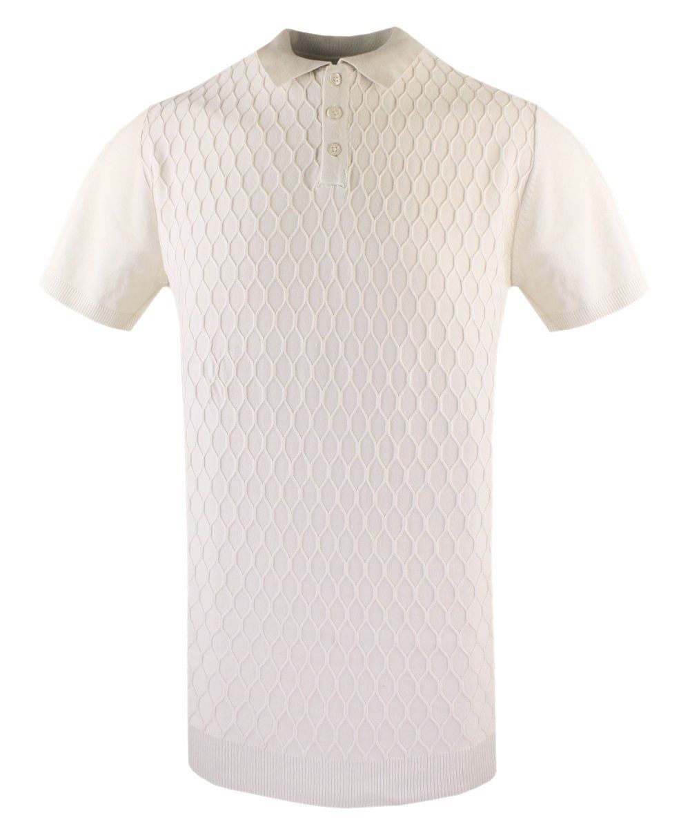 Dzianinowa, Męska Koszulka Polo - Brave Soul - Ecru