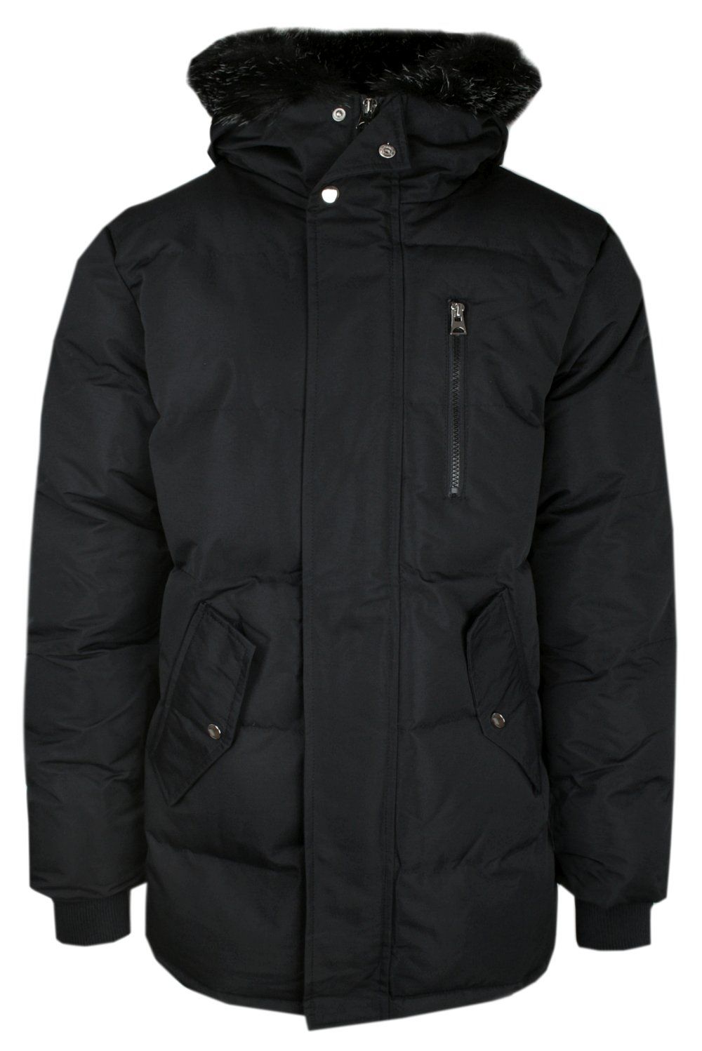Zimowa, Ocieplana Kurtka z Kapturem - Brave Soul - Czarna
