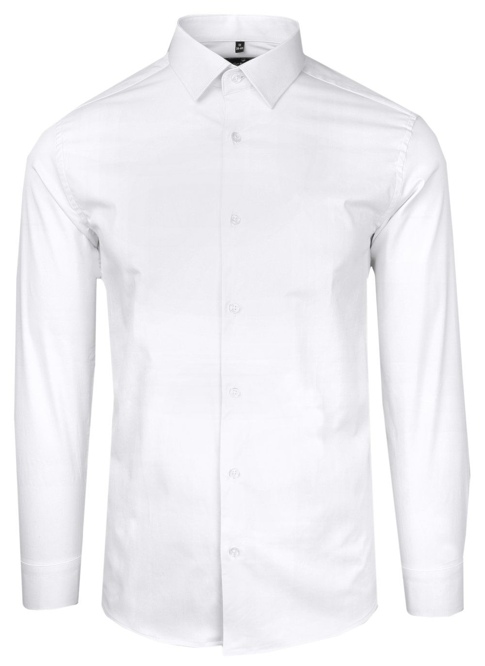 Koszula Biała Wizytowa z Długim Rękawem, Gładka, Jednokolorowa -Victorio
