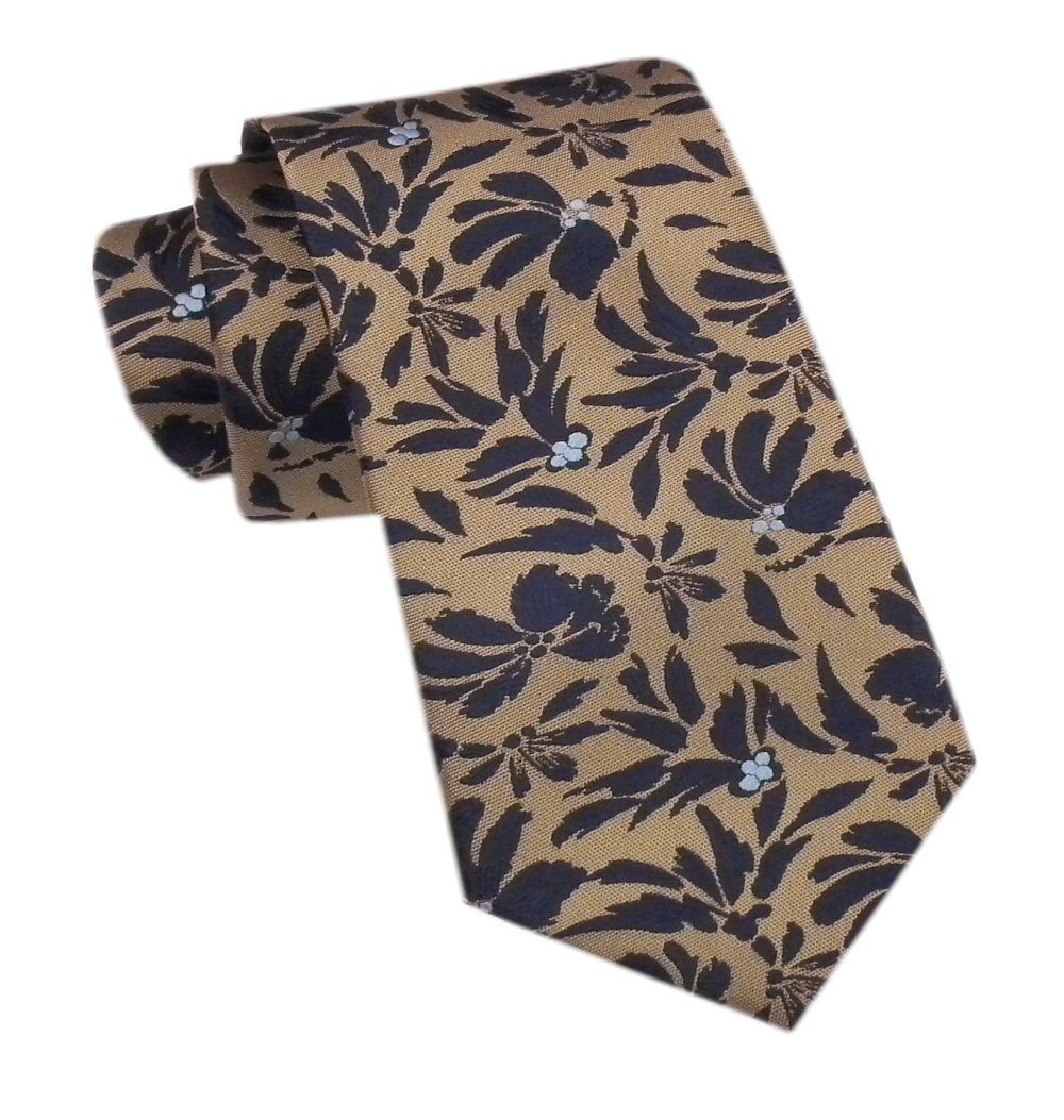 Elegancki Męski Krawat - Alties - Beżowy w Kwiatowy Wzór