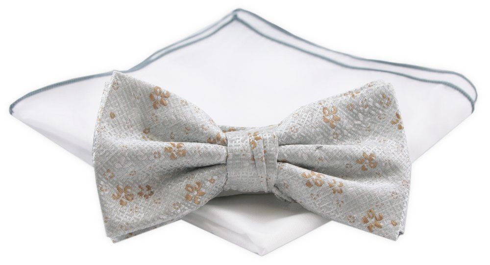 Mucha Męska z Białą Poszetką - Chattier - Popiel ze Złotym Akcentem