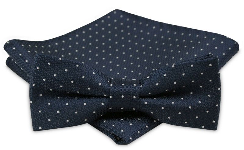 Modna Mucha Męska - Alties - Granat, Drobny Groszek