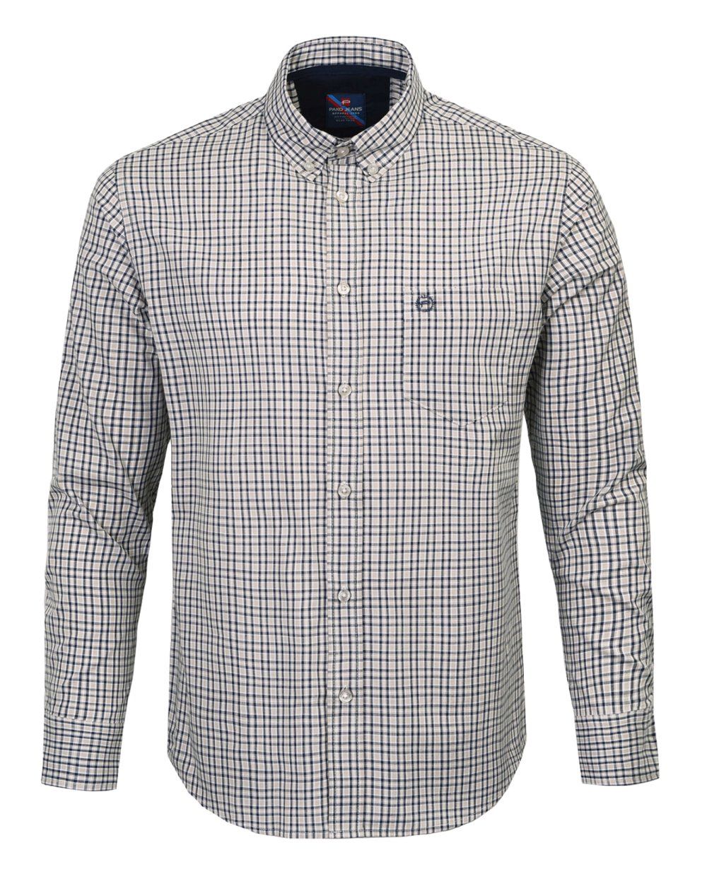 Koszula Weekendowa - Pako Jeans - Lekko Taliowana - Drobna, Beżowa Kratka