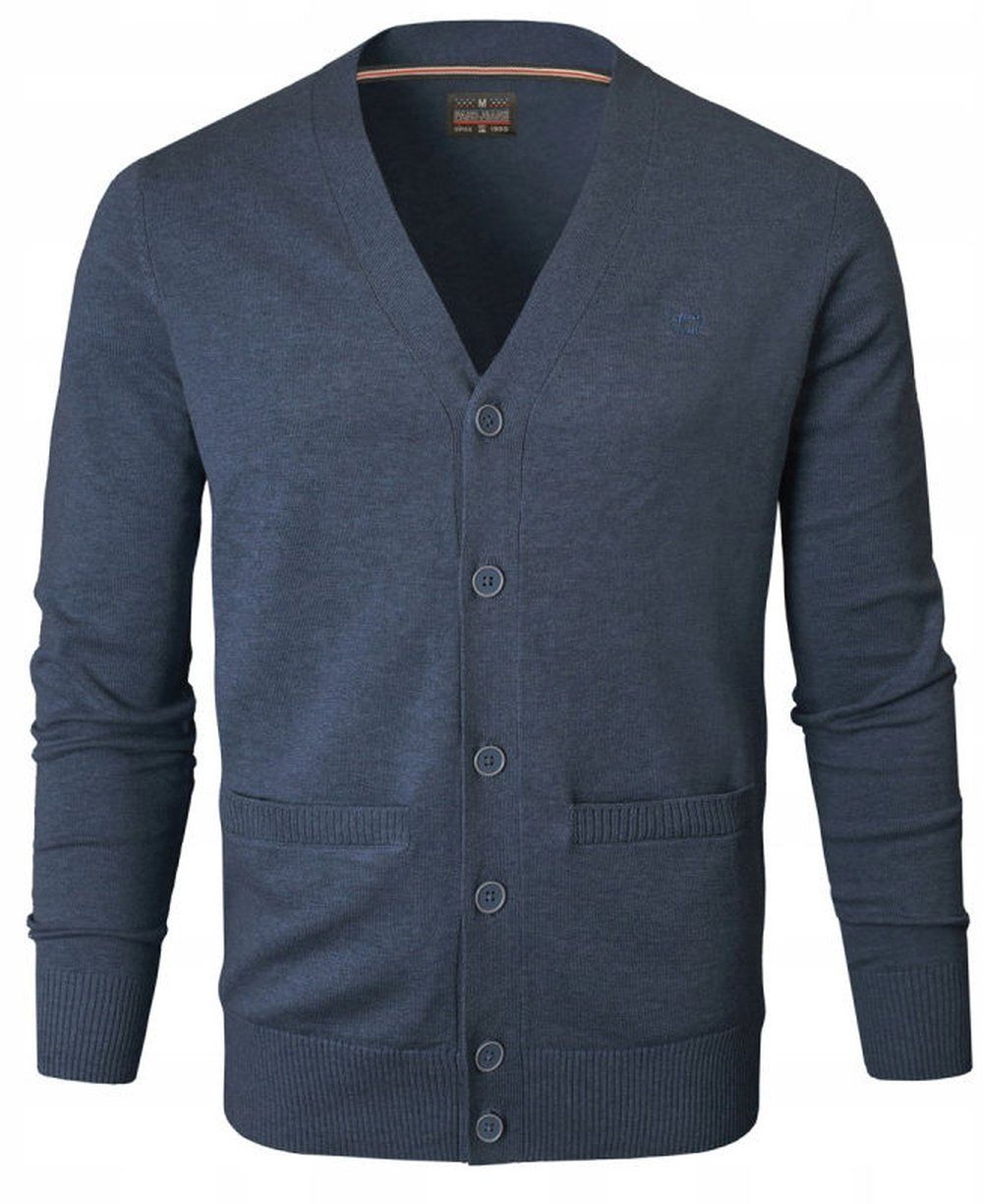 Bawełniany Sweter Męski, Rozpinany (Kardigan) - Pako Jeans - Jasny Granat