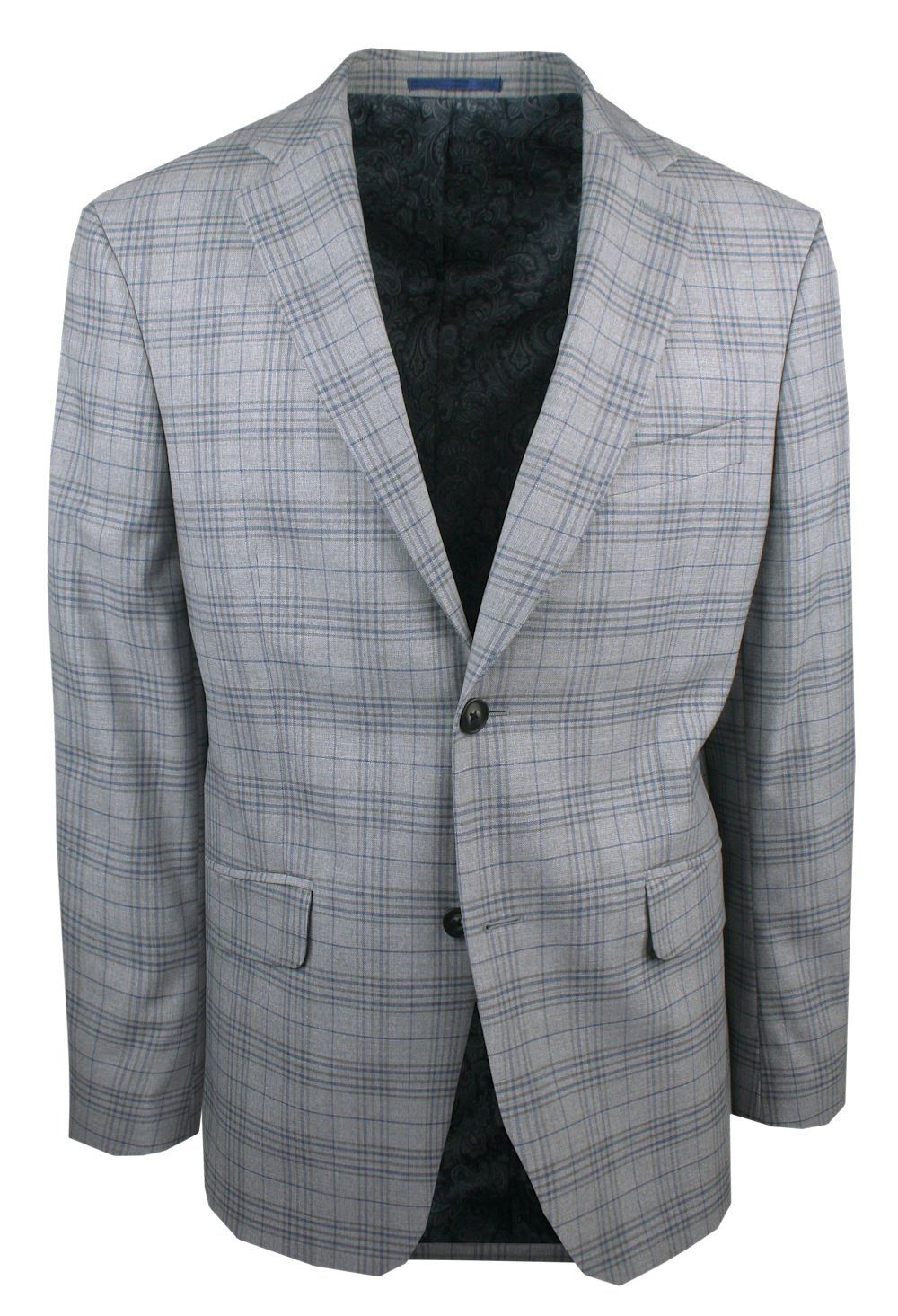 Stalowa Marynarka Męska w Kratkę - Victorio - Taliowana (Slim)