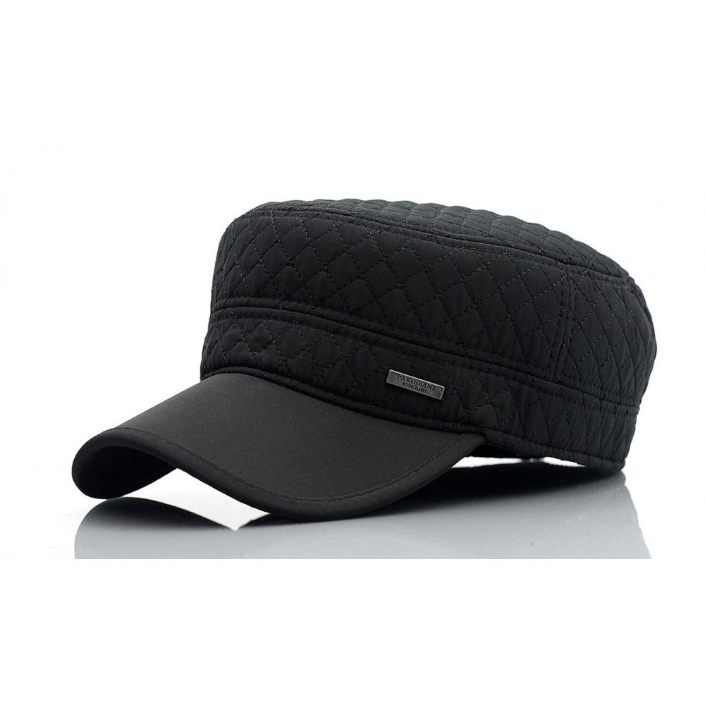 Delikatnie Ocieplana Czapka z Daszkiem (Partolówka) - Pako Jeans - Pikowanie, Nauszniki