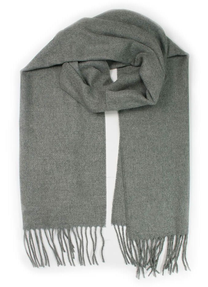 Szalik Szary, Jednokolorowy, Elegancki. z Frędzlami -V.FRAAS- Ciepły, Jesienno-Zimowy, Męski