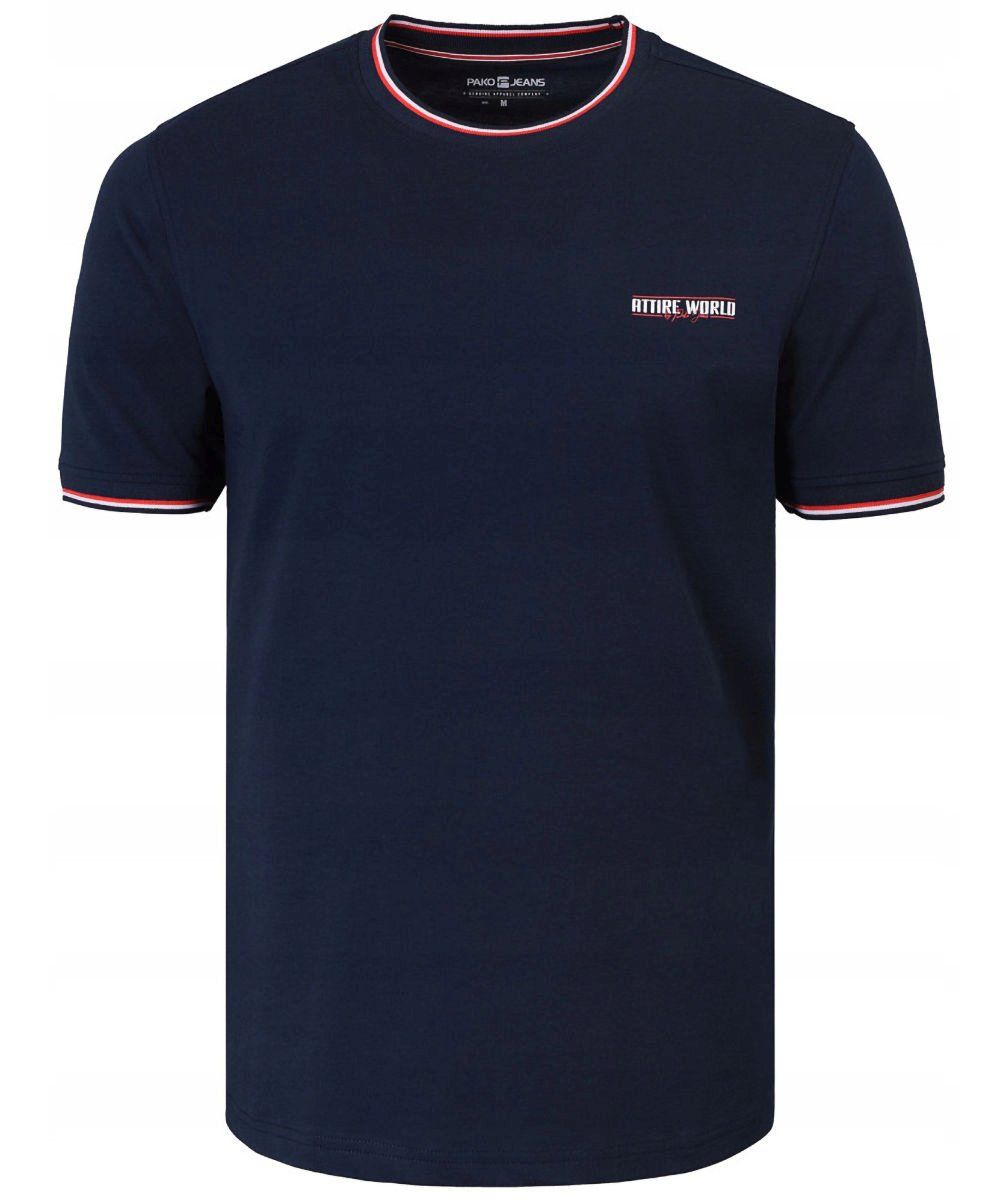 T-Shirt (Koszulka) Męska - Pako Jeans - Granatowa, Drobny Nadruk