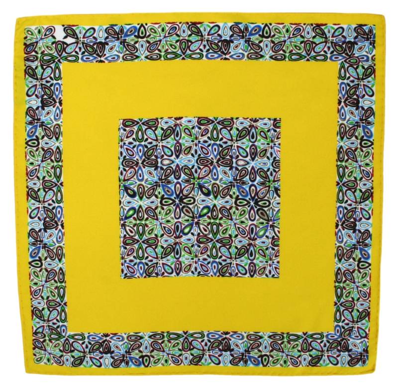 Stylowa, Męska Poszetka CHATTIER w Pawie Oczka, Żólta, Kolorowa