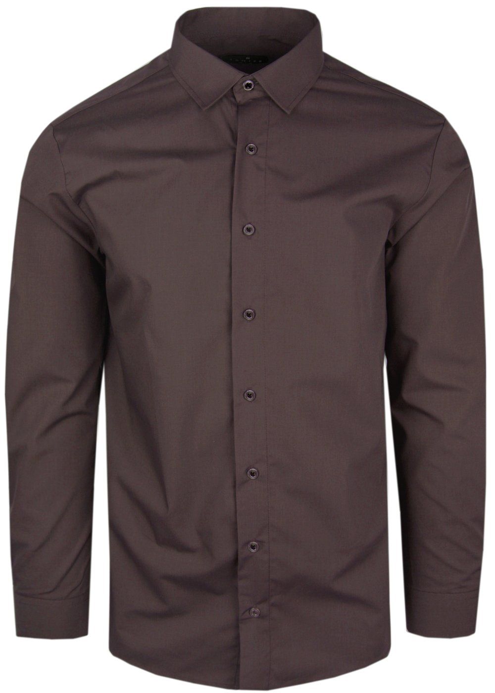 Delikatnie Wyszczuplana Koszula Męska (slim) - Lanier - Czekoladowy Brąz