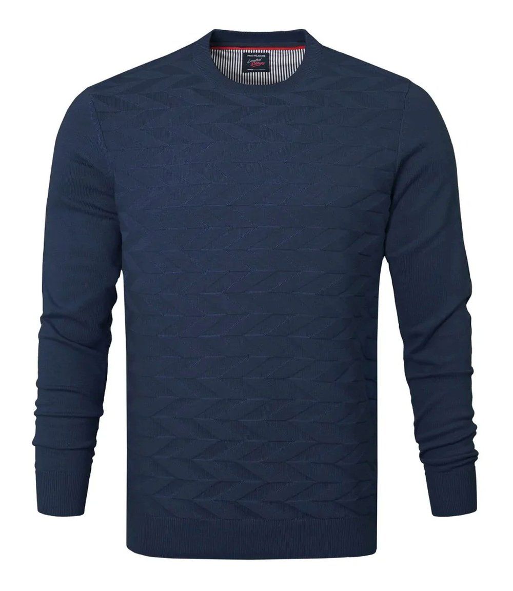 Bawełniany Sweter Pako Jeans - Okrągły Dekolt - Granatowy