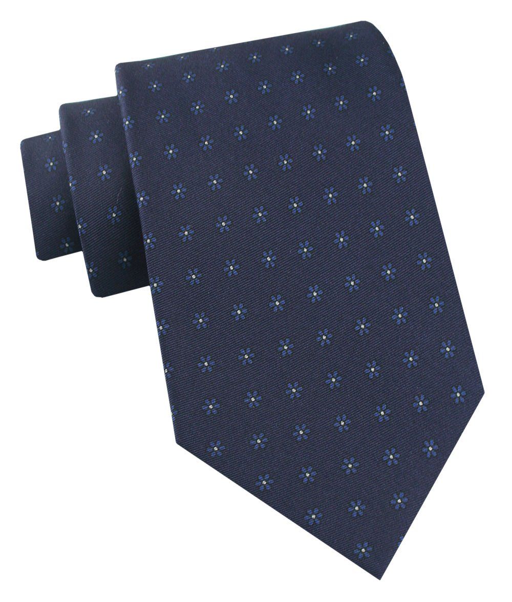 Jedwabny Krawat Męski - His Story - Granatowy w Groszki