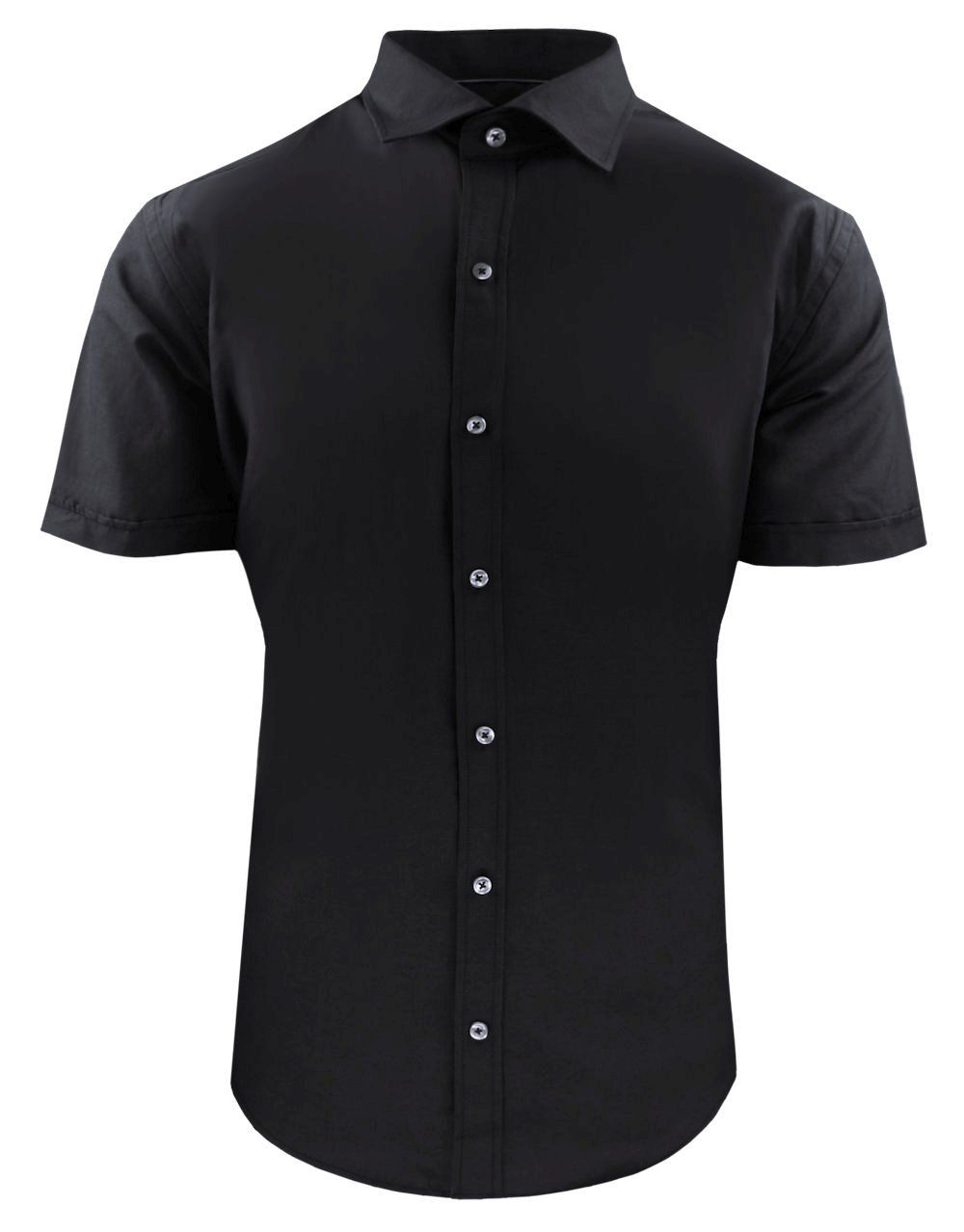 Taliowana Koszula Elegancka, Krótki Rękaw - Quickside - Czarna