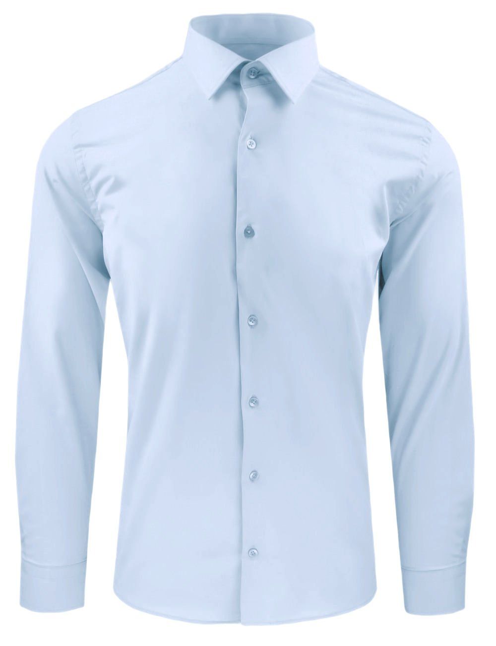Bawełniana Koszula Elegancka, Slim - Victorio - Błękitna