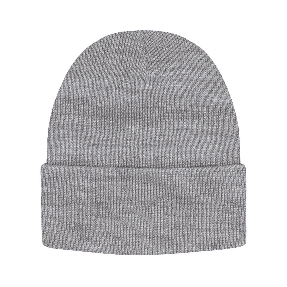 Jednokolorowa Czapka Zimowa Typu Beanie – Zimowa - Szary Melanż