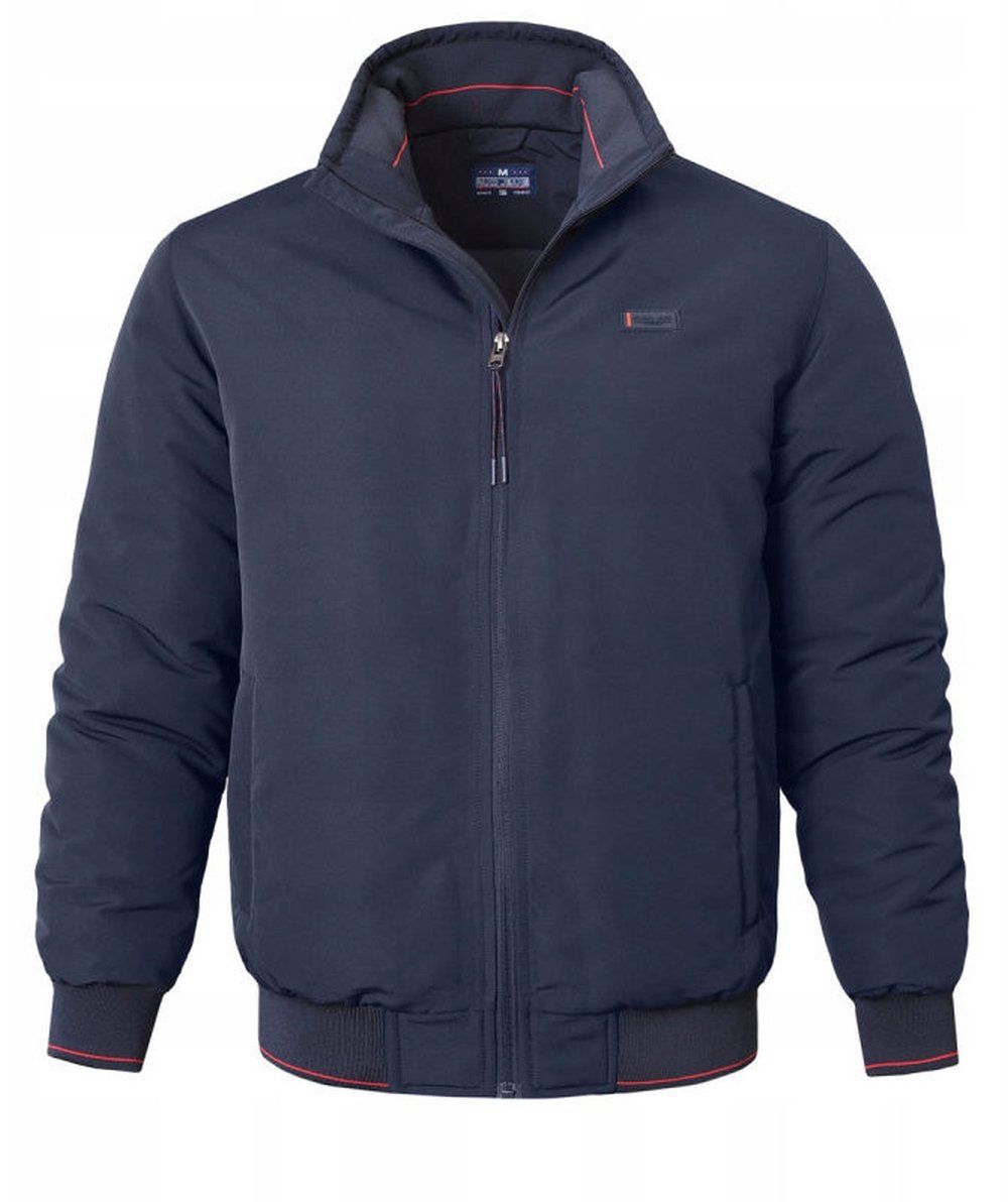 Ocieplona Zimowa Kurtka z Wysokim Kołnierzem - Pako Jeans - Granatowa