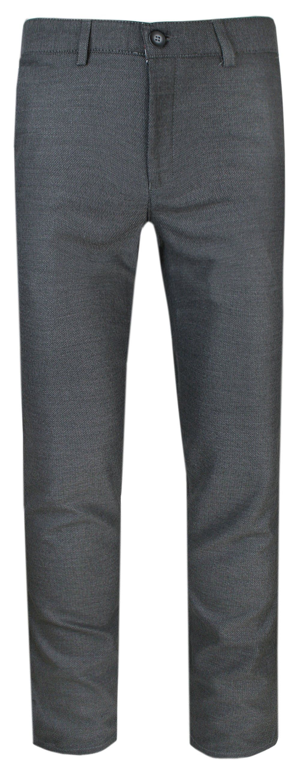 Męskie Spodnie - Rigon - Zwężane Nogawki - Szaro Stalowy Kolor