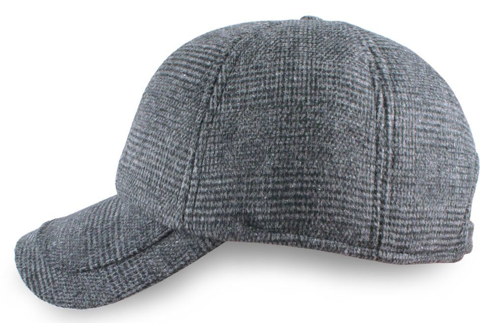 Ocieplana, Bawełniana Czapka z Daszkiem i Uszami - Jarek - Popiel, Melanż