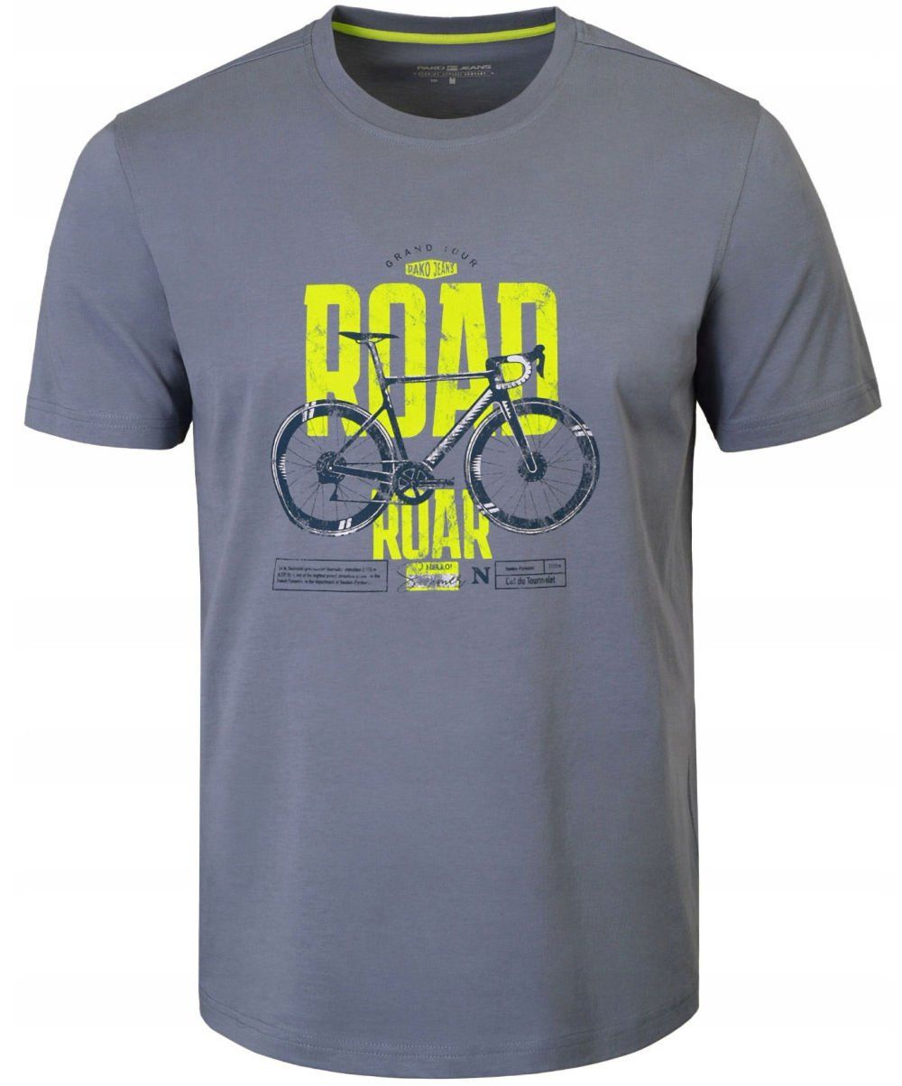 T-Shirt (Koszulka) Męska - Pako Jeans - Ciemnopopielata, Rower, Print