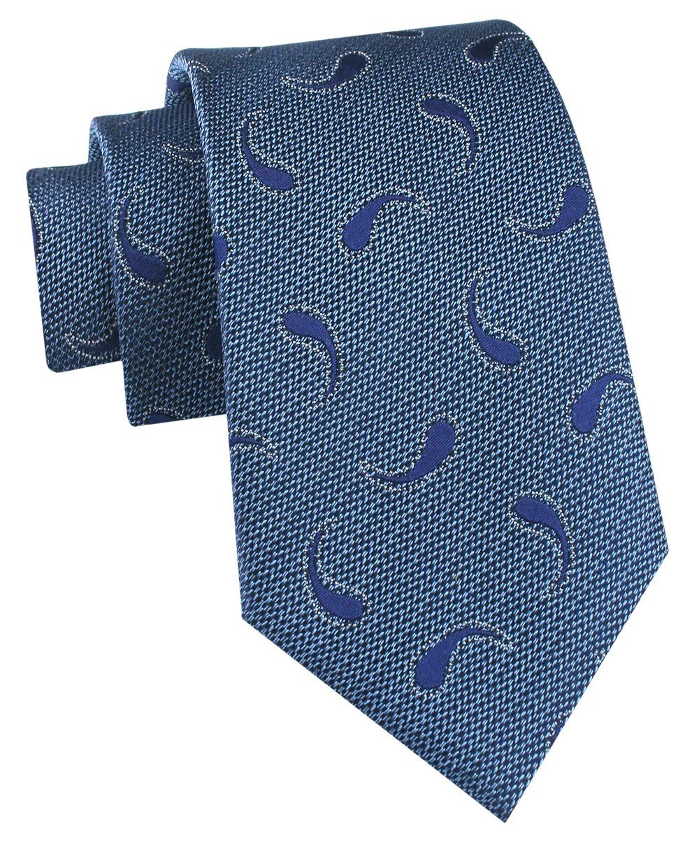 Jedwabny Krawat Męski - His Story - Niebieski, Wzór Paisley