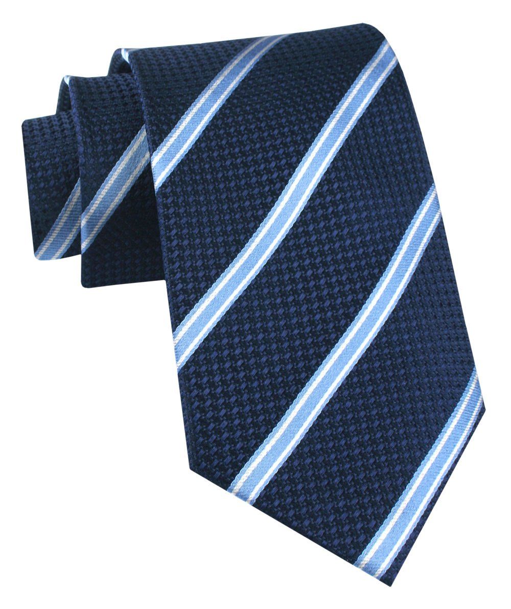 Jedwabny Krawat Męski - His Story - Granat w Pasy