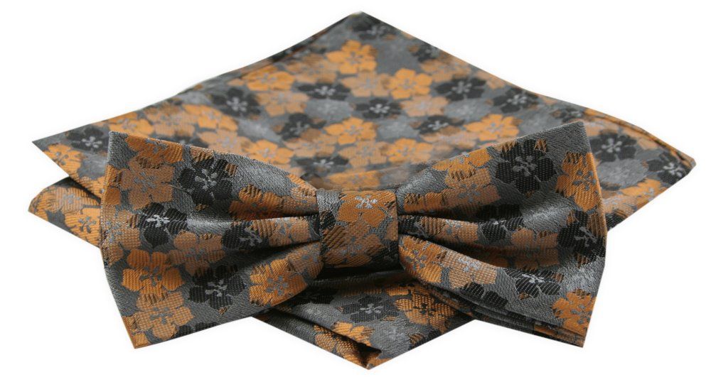 Mucha Męska z Poszetką w Zestawie - Alties - Popiel w Kwiaty