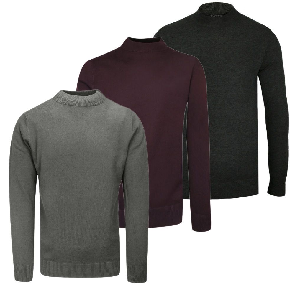 Zestaw 3 Półgolfów - Brave Soul - Grafit, Bordo, Popiel