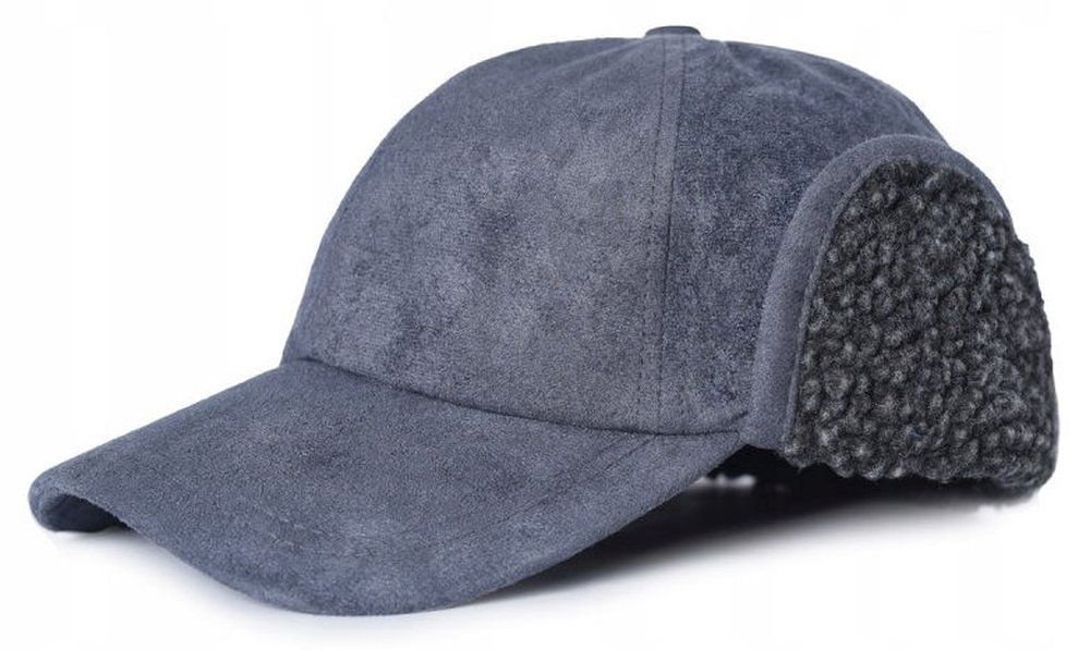 Czapka z Daszkiem (Ocieplana), Nauszniki - Pako Jeans- Ciemny Popiel