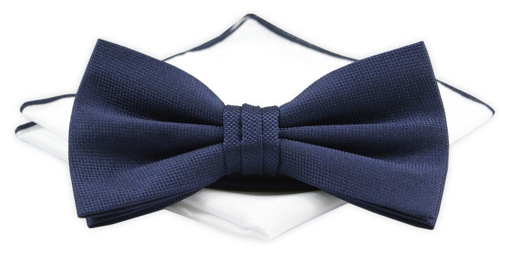 Mucha z Poszetką Chattier ZESTAW - Granatowa, Bez Wzoru