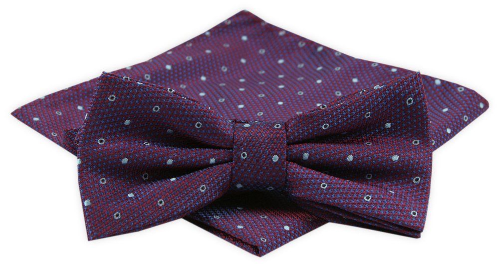 Męska Mucha z Poszetką Alties - Bordo w Groszki