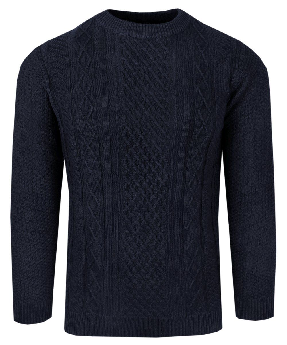 Męski Sweter z Dzianiny Bawełnianej (Knit) - Adriano Guinari - Granatowy