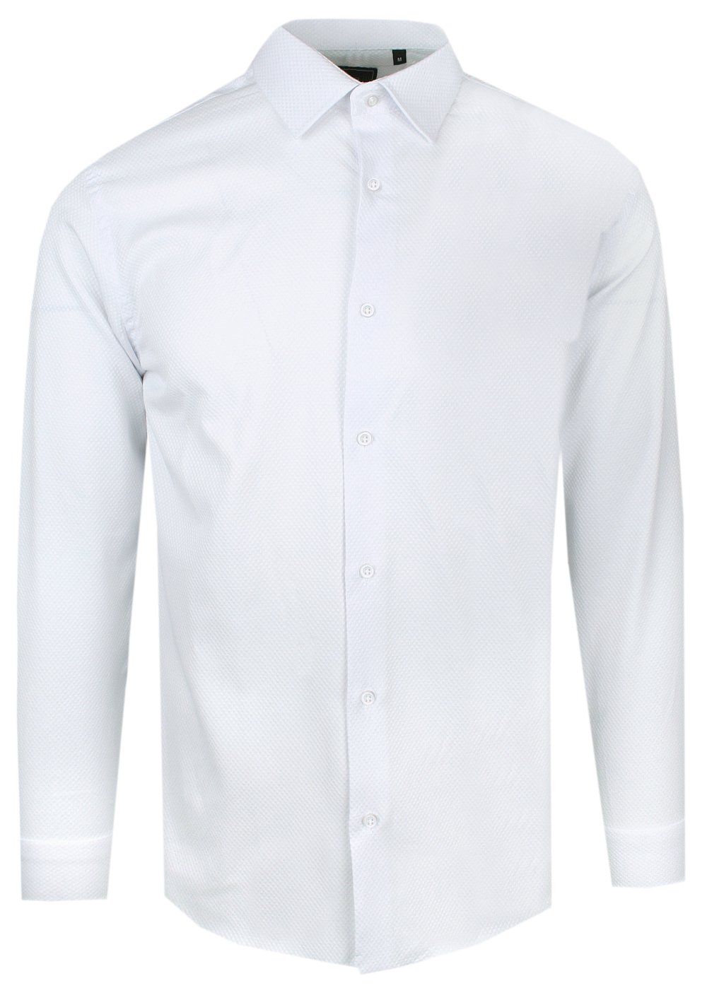 Biała Koszula Victorio - Krój Taliowany - Tkanina z Fakturą