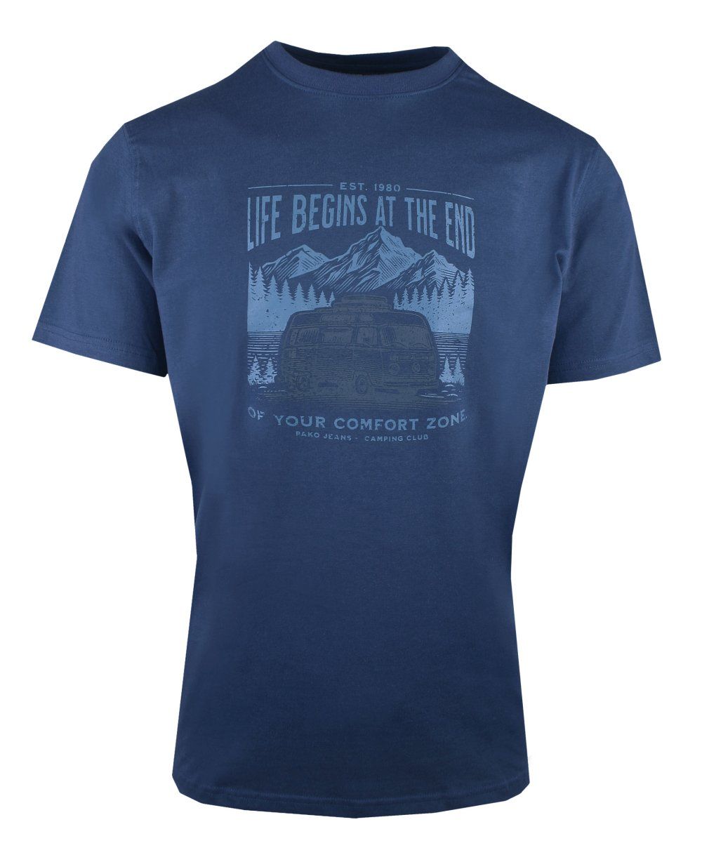 T-Shirt (Koszulka) Męska - Pako Jeans - Ciemnoniebieska, Nadruk