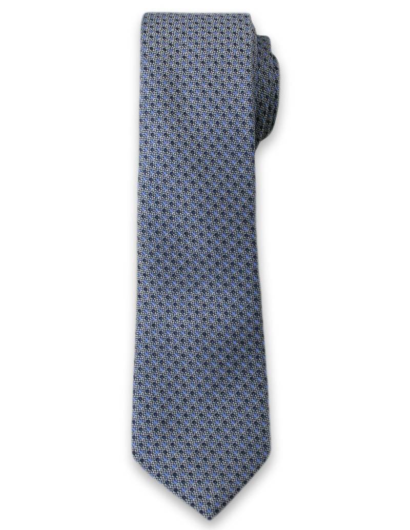 Elegancki Krawat Męski w Drobny Wzór - 6 cm - Alties, Niebiesko-Granatowy