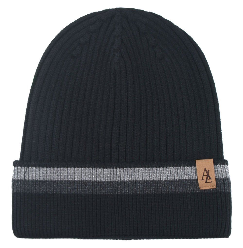 Jesienno-Zimowa Czapka (beanie) – Alties - Czarna z Paskiem