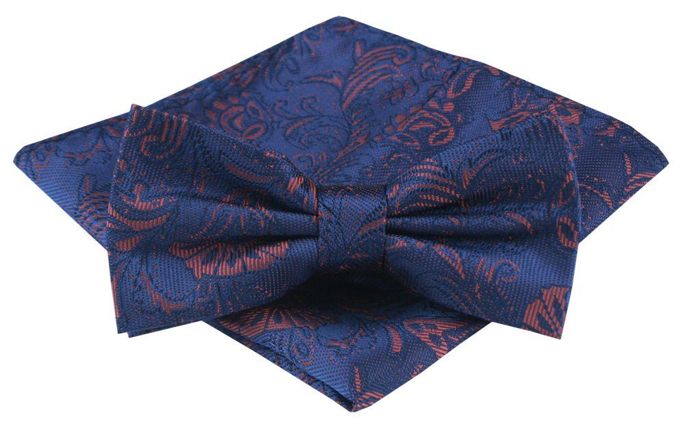 Mucha Męska z Poszetką - Alties - Niebieskie Tło, Delikatne Kwiaty