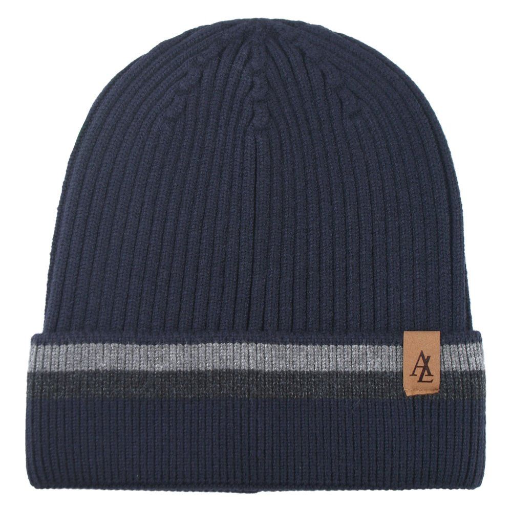 Jesienno-Zimowa Czapka (beanie) – Alties - Granatowa z Paskiem