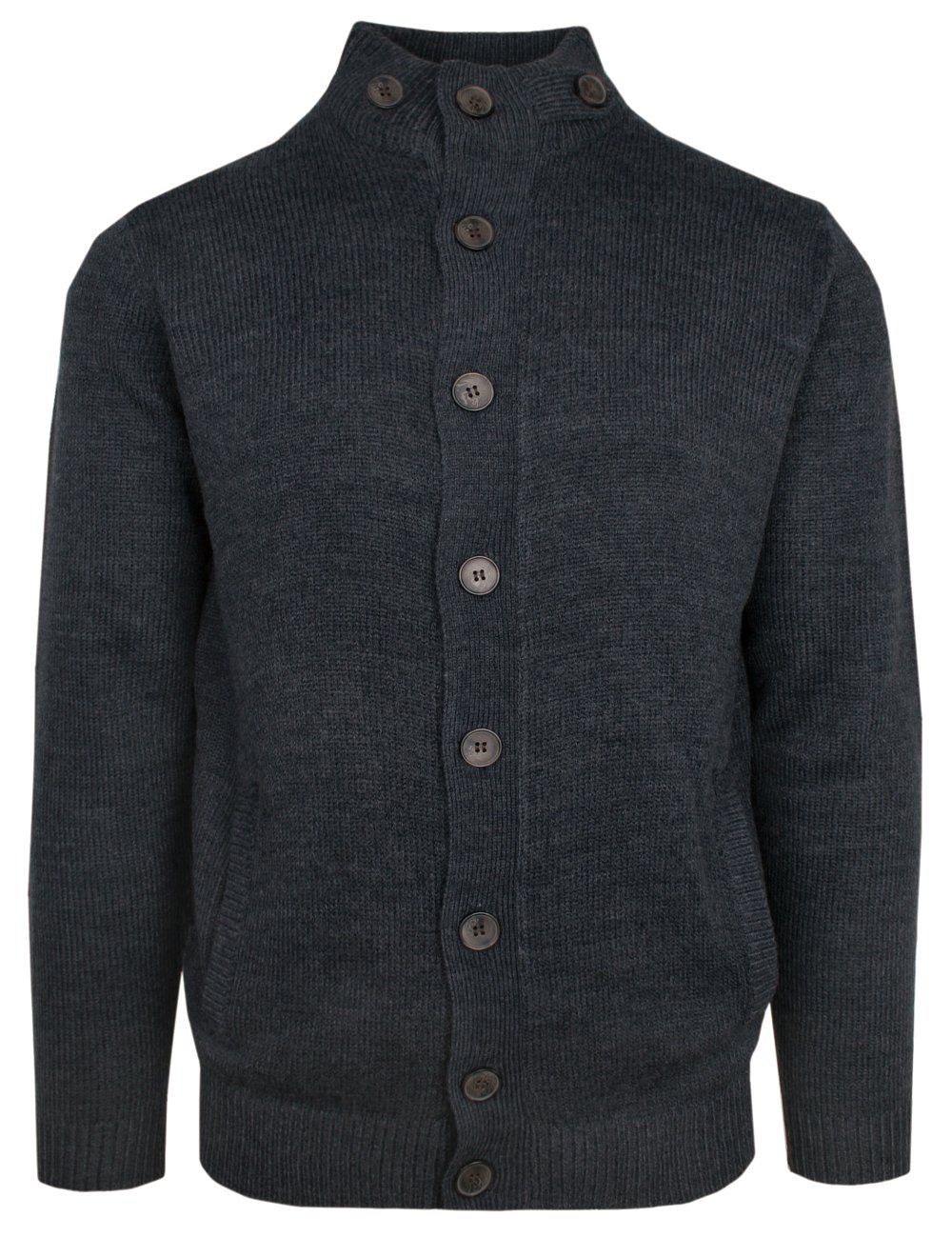 Męski Sweter Rozpinany na Guziki - Brave Soul - Ciemny Popiel