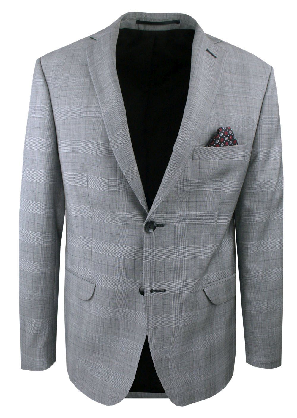 Lekka, Wełniana Marynarka - MEN'SFIELD - Popielata, Delikatna Kratka