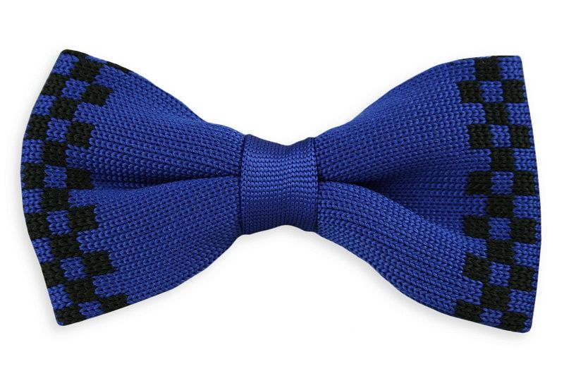 Mucha Typu Knit - Alties - Niebieska w Czarną Kratką