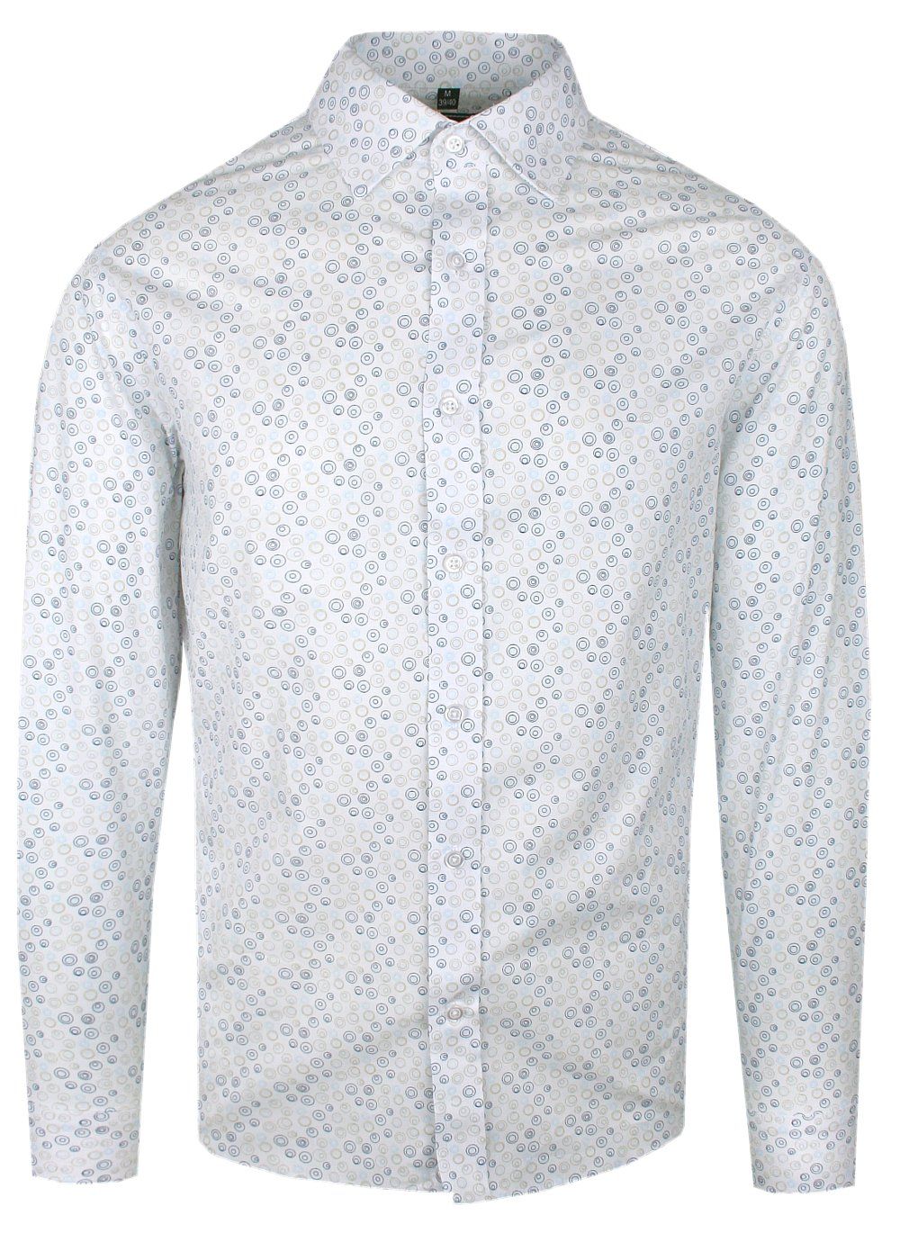 Koszula o Taliowanym Kroju - Victorio - Biała w Grochy (Bąbelki)