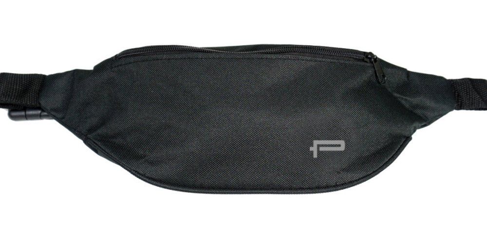 Saszetka Sportowa, Czarna Nerka na Biodro, Dwie Komory, Regulowany Pasek, Pako Jeans, na Zamek