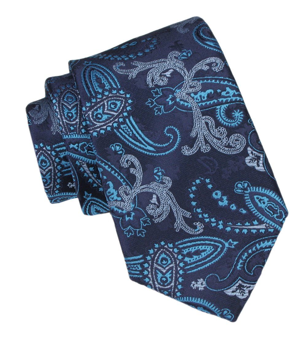 Krawat Męski - Alties - Odcienie Niebieskiego i Granatu, Duży Wzór