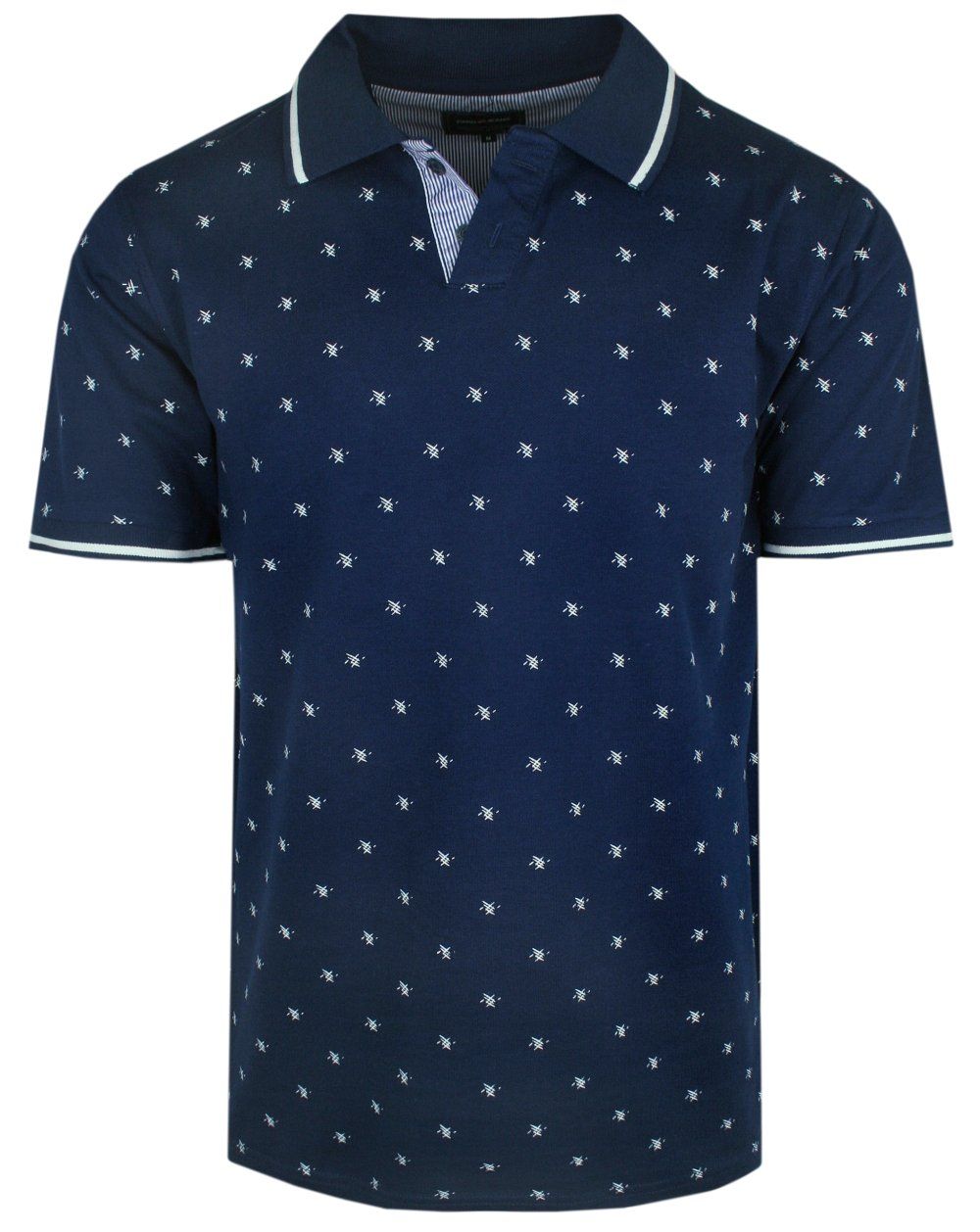 Koszulka Polo - Pako Jeans - Granatowa, Drobny Wzór