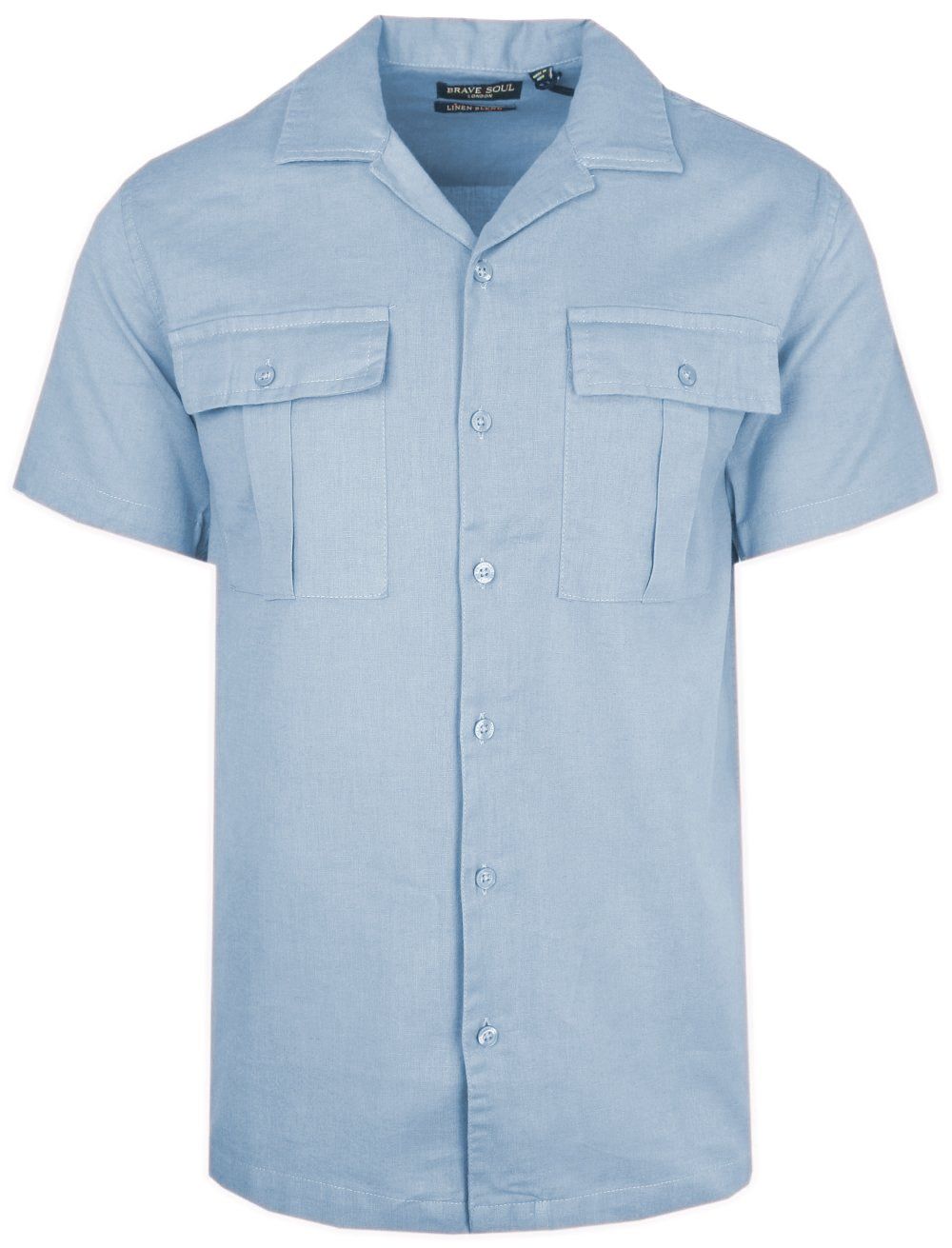Bawełniano-Lniana Koszula Brave Soul - Błękitna
